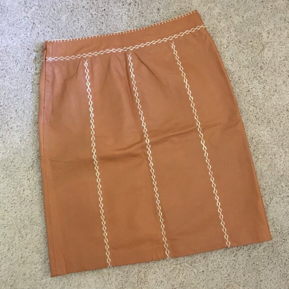 GAP Genuine Leather Stitched Coastal Cowgirl Skirt - Picture 1 of 15